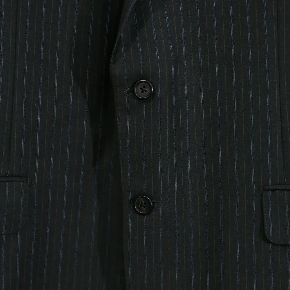 Loro Piana Hickey Freeman 44R Pinstripe Suit LoroTasmanian Navy Gray USA